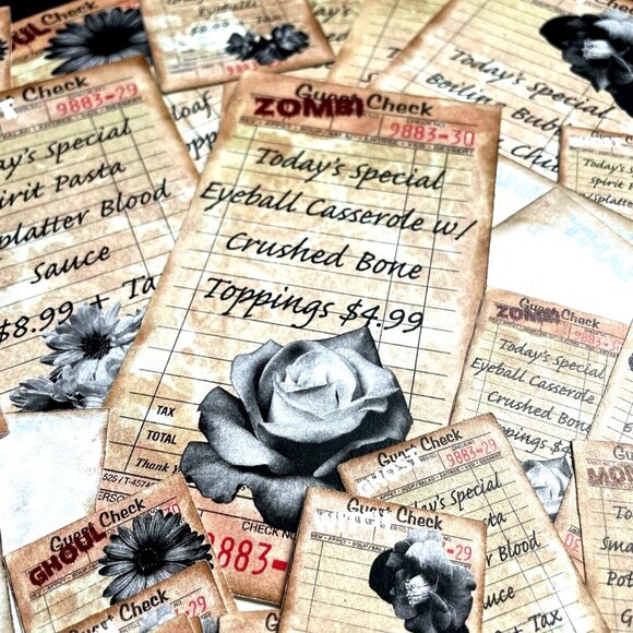 30 Pc Halloween Haunted Scary Ghoul Guest Check Junk Journal Ephemera mq - Picture 1 of 9